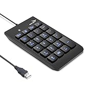 Backlit Number Pad, ROTTAY Wired Numeric Keypad Silent Keyboard Extensions External 10 Key USB Ke...
