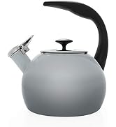 Chantal 40Th Anniversary Tea kettle, 2 Quart, Enamel Carbon steel, Whistling, Fade Grey