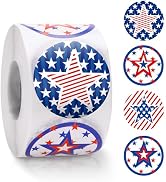 Patriotic Stickers American Flag Stickers Label 500PCS Round Self Adhesive Star Stickers 1.5 Inch...