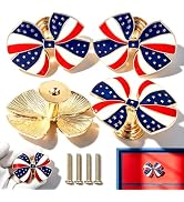Sutfmwe Patriotic Cabinet Knobs Set of 4, American Flag Bow Design with 3D Stars, Brushed Brass Z...
