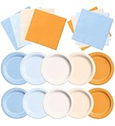 CMUSKO Little Pumpkin Baby Shower Decorations Boy - 60pcs Blue Orange Plates and Napkins A Little...