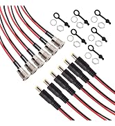 Ruibapa 6PCS 5.5 x 2.1 mm DC Power Connector Jack Socket Threaded Female Adapter with Dust Cap fo...