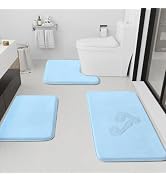 HUXMEYSON Bathroom Rugs Sets 3 Piece, Non-Slip & Quick Dry Bath Mat Set, Ultra Soft Velvet Bath R...