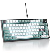 Mosptnspg 75% TKL Wired Mechanical Keyboard,RGB Backlit Gasket Mount 82 Key Hot Swappable Custom ...
