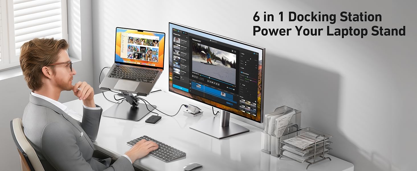 BENFEI Laptop Stand with USB C 6in1 Docking Station