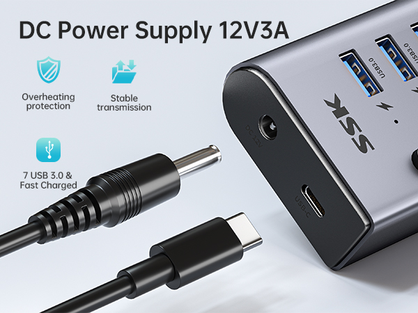 POWER SUPPLY FAST CHARGED HUB USB 3.0