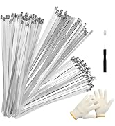 OneLeaf 102pcs Metal Zip Ties Heavy Duty, Steel Zip Ties Outdoor with 7.9" +9.8" +11.8", Multi-Pu...