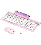 RaceGT Wireless Keyboard and Mouse Combo - Wireless Typewriter Keyboard and Silent Mouse, Cute Pi...