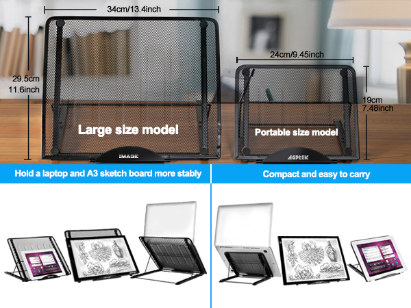 IMAGE Light Pad Stand A3 Light Box Stand 12 Angle Points Adjustable Laptop