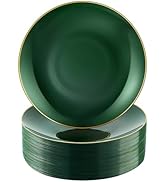 Bestluck 100 PCS Green Gold Plastic Plates, 10 inch Green Disposable Plates for Party, Plastic Di...