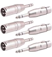 Smithok XLR Adapter, 6 Pack 1/4" TRS to XLR Adapter,3 Pcs 6.35mm 1/4" Male to XLR Male Adapter an...