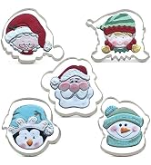 LILIAO Christmas Face Cookie Cutter Set for Professional Bakers - 5 Piece - Santa Face, Girls Fac...