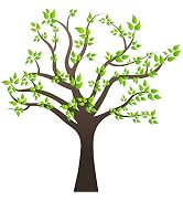 Amaonm Removable Cartoon Giant Brown Tree Wall Decals DIY Leaves Wall Sticker Peel and Stick Wall...