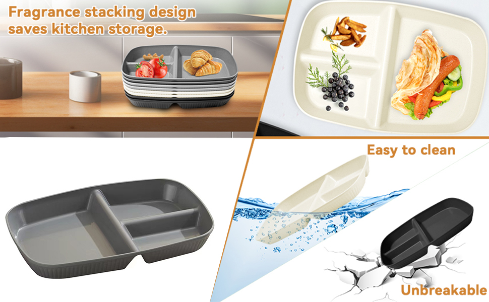Unbreakable Divided Plates 11 Inch