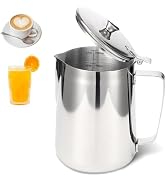 Stainless Steel Pitcher with Lid, 67 oz/2000 ml Large Capacity 304 Stainless Steel Water Pitcher ...