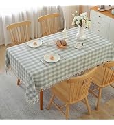 Alsoo Checkered Tablecloth Rectangle Cotton Linen Fabric Gingham Table Cloth Buffalo Plaid Table ...