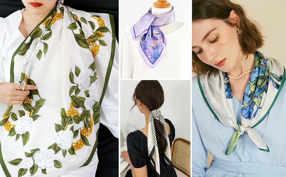 head scarves neck scarf for women bandanas for women square scarves silk neck scarf satin scarf