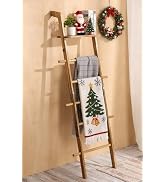 ZUNTO Blanket Ladder with Top Shelf for The Living Room - 67in Decorative Wooden Blanket Holder, ...