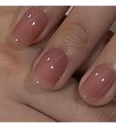 Curvlife Soft Gel Extra Short Press on Nails, 30Pcs Honey Peach Pink Oval Acrylic Fake Nails with...