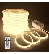 Samsion 65.6FT COB Led Strip Lights Outdoor Waterproof 20M Dimmable LED Rope Light with Remote AC...