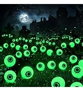 BrizLabs Solar Halloween Lights, 2 Pack 12 LED Solar Eyeball Pathway Lights, Steady On & Flash Ou...