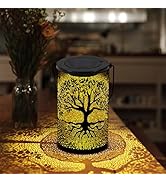 Solar Lanterns Outdoor Waterproof Hanging Tree of Life Lantern Metal Solar Powered Table Lamp Gar...