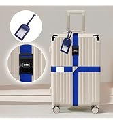 Luggage Straps for Suitcases,Travel Luggage Straps with Lock and Luggage Tags,Adjustable Bright-C...