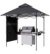 ABCCANOPY 8x5 Pop Up Grill Gazebo - Outdoor BBQ Canopy with Shelf & Sidewall, Portable Barbeque S...