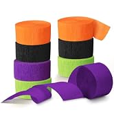 NICROLANDEE Halloween Crepe Paper Streamer Black & Orange 8 Rolls 82ft Long | Halloween Theme Hor...