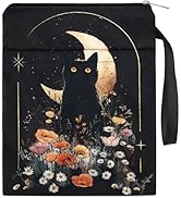 VeloKomo Book Sleeve with Zipper - Black Cat Books Cover Protector for Paperbacks Flower Moon Wat...