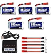 URGENEX 3.7V Lipo 850mah Rechargeable Lipo with JST Plug X5 Charger for MJX Syma Holy Stone Sky V...