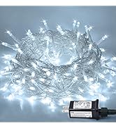 JMEXSUSS 33ft 100 LED White Christmas Lights, 8 Modes Clear Wire Twinkle Fairy String Lights Indo...