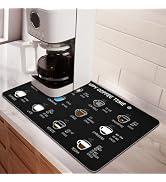 Matace Designer Coffee Pot Mat Dish Drying Mat - 12x19 Trimmable, PU Leather Surface & Rubber Bac...