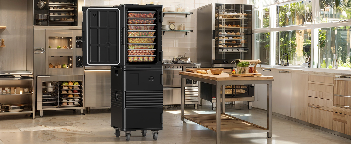 NT126-127Qt insulated food carrier with swivel casters