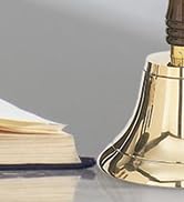 Large & Heavy Solid Brass Loud Hand Call Bell for Weddings, Christmas, School 11"(H) 5"(D) Antiqu...