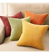 Topfinel Fall Burnt Orange Decorative Throw Pillows Covers 18x18,Soft Corduroy Square Throw Pillo...