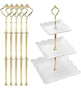Happy Will 5 Sets 3 Tier Crown Cake Stand Fruit Cake Plate Handle Fitting Hardware Rod Stand Hold...