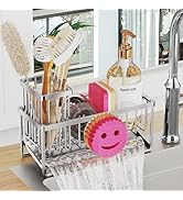 Taugast Sponge Holder for Kitchen Sink,Smiley Face Sink Caddy with Removable Brush Holder,Self-Dr...