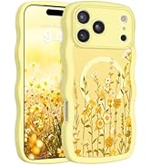 GUAGUA for iPhone 17 Pro Max Case, Magnetic Cases Cute Flower Pattern Wavy Edge Full Camera Prote...