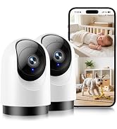 YOTON Indoor Security Camera 2pcs, 2.4G/5G WiFi, 2K 360° Baby Monitor & Pet Camera w/Motion Track...
