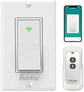 Smart Light Switch with Bluetooth Remote, Single Pole One-Way WiFi Wall Switch, Smart Life App & ...