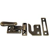 QCAA Solid Brass Casement Fastener Window Lock, Small, Brushed Antique Brass, 1 Pack
