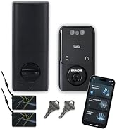 BAMoONE Bluetooth Deadbolt with Face & Palm Vein Recognition, Matte Black | Keypad Passcode, IC C...