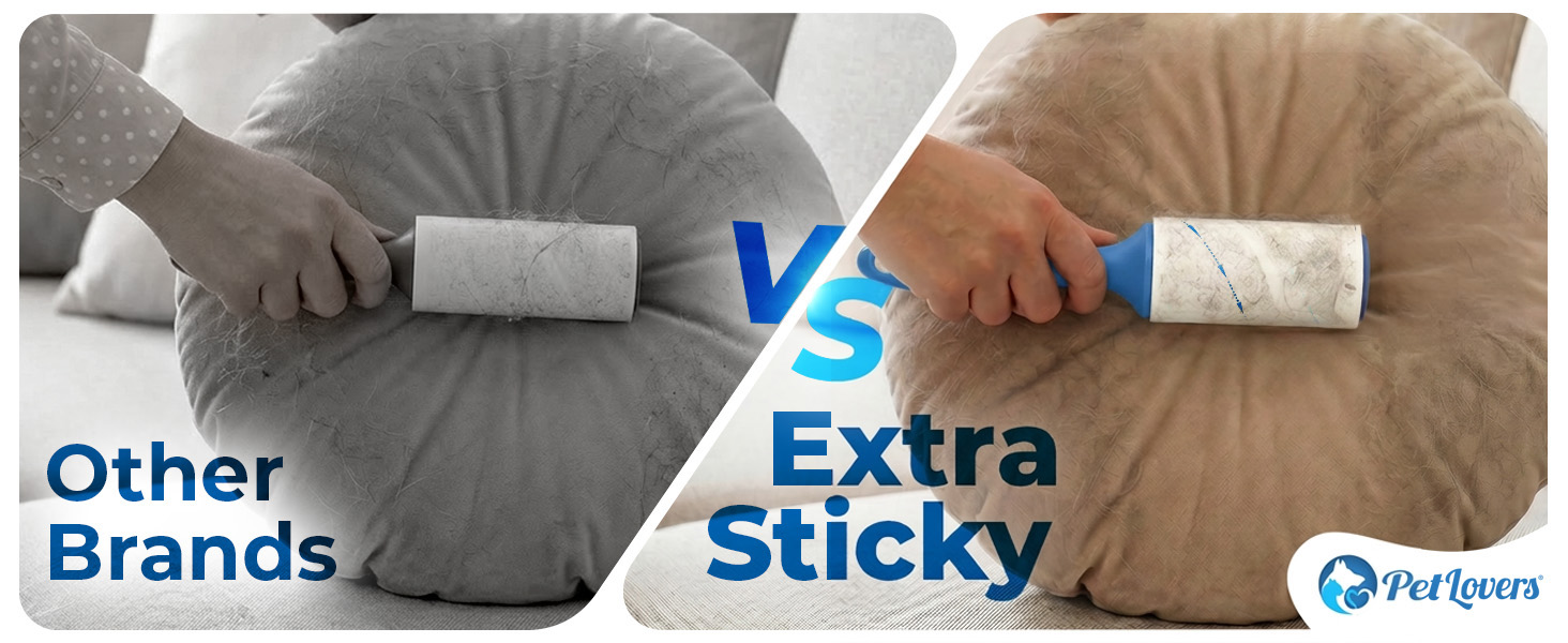 Extra-sticky lint roller removes embedded pet hair