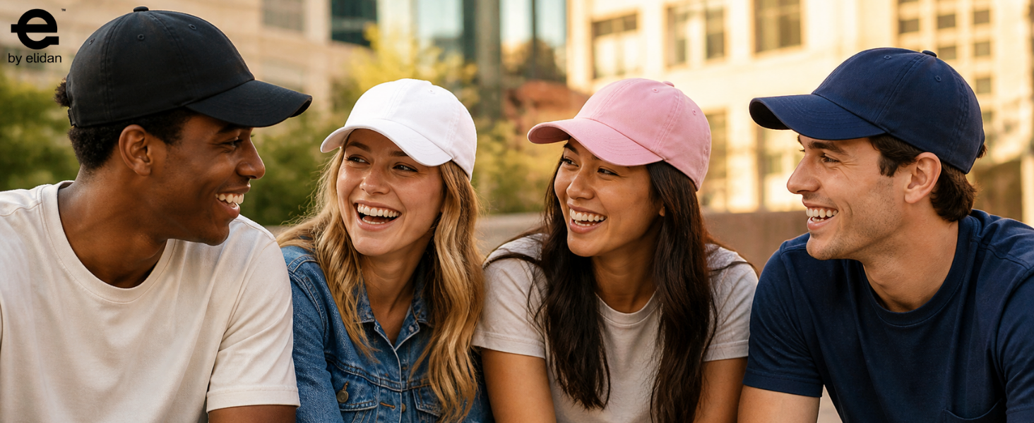people wearing E by Elidan hat in various outfit.