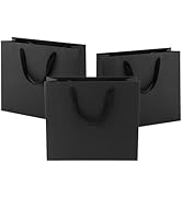 Ronvir 25Pcs Gift Bags Large 12.5x11x4.5 Inches Paper Bags With Handles Recycled Black Bag For Bu...