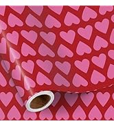 RUSPEPA Valentine's Day Wrapping Paper Roll, Mini Roll, Pink Heart Stripe Design, Red Gift Wrap f...