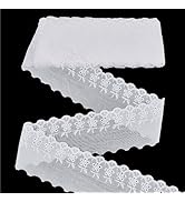 FINGERINSPIRE 15 Yards Cotton Lace Trim 3-3/4 inch White Cotton Eyelet Lace Ribbon Floral Embroid...