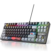 Owpkeenthy 75% Percent Gaming Keyboard Mechanical with Red Switch, 87 Keys Wired RGB TKL Gaming K...