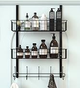 Aimeaihe Over The Door Hooks, Door Hanger Towel Rack with 5 Coat Hooks & 2 Mesh Basket, Over Door...